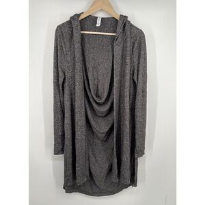 Athleta Harmony Gray Wrap Hooded Slouch Open Front Cardigan Heathered Size Small